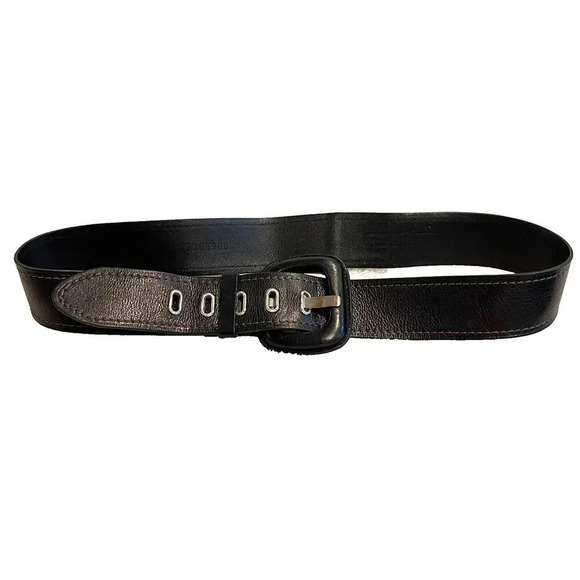 Fossil Womens Black Genuine Leather Belt 2" Wide Buckle Max 40" Classic Chic - Picture 1 of 11